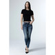 product variation MISS ME Women's Floral Fleur Dark Blue Mid-Rise Skinny Jeans with Embellished Pockets (M9273S) image