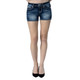 product variation MISS ME Women's Dreamy Longhorn Blue Mid-Rise Jean Shorts with Embellished Pockets (M9275H) image