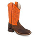 product variation OLD WEST Youth's Broad Square Round Toe Brown and Neon Orange Boots (BSY1867) image
