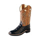 product variation OLD WEST Kid's Broad Square Toe Black Croco/Light Brown Crackle Cowboy Boot (VB9112) image