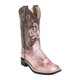 product variation OLD WEST Children All Over Leatherette Antique Pink and Brown Crackle Broad Square Toe Boots (VB9154) image