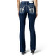 product variation MISS ME Women's Angel Wings Faux Flap Pocket Dark Blue Mid-Rise Bootcut Jeans (M5082B172V) image