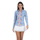 product variation IBKUL Carrie Print Blue Multi Long Sleeve Mock Neck Top (10872-CRBL-MULT) image