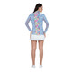 product variation IBKUL Carrie Print Blue Multi Long Sleeve Mock Neck Top (10872-CRBL-MULT) image