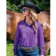 product variation Cowgirl Tuff Company Women's Breathe Instant Cooling UPF Button Up Purple Pullover (C02-100522-PUR) image