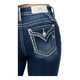 product variation MISS ME Womens Nora Stitched Saddle Faux Flap Pocket 34L Mid-Rise Medium Blue Bootcut Jeans (M5014B407L) image