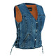product variation VANCE LEATHERS USA Women's Blue Denim Snap Opening Side Laces Motorcycle V Neck Vest (VB1045) image