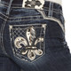 product variation MISS ME Women's Cowhide Fleur De Lis Embellished Pockets Dark Blue 32L Mid-Rise Bootcut Jeans (M9540BV) image