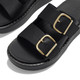 product variation FITFLOP Women's GEN-FF Max Buckle Tumbled-Leather All Black Two-Bar Slides (A3G-090) image