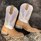 product variation CORRAL Teens Circle G Embroidery Square Toe Tan/White Boots (J7125-TN) image
