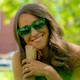 product variation OPTIC NERVE Unisex Afterglow Shiny Crystal Green Frame with Smoke Lens Sunglasses (22758) image