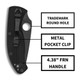 product variation SPYDERCO Tenacious Lightweight 3.39in PlainEdge Black Blade Knife (C122PBBK) image