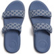 product variation Open Box (Damaged package): FITFLOP F-Mode Go Adj. Checkerboard-Denim Two-Bar Slides, Color: Light Denim, Size: 7 (A1I-E01-050) image