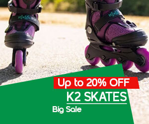 graphic, close-up of SKATES, text, K2 SKATES Up to 20% OFF