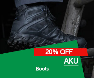 graphic, close-up of AKU hiking boot, text, Tackle any terrain with AKU Boots – now 20% OFF for a limited time! 