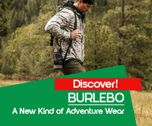 Graphic, man in camo jacket walking through forest, text,  BURLEBO Fresh Drop: Apparel Built for Adventure - Just In!