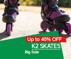graphic, close-up of SKATES, text, K2 SKATES Up to 40% OFF