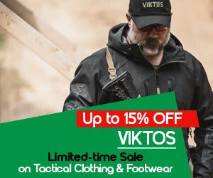 Graphic, person in VIKTOS tactical gear, text, Up to 15% OFF VIKTOS gear – Limited-time Sale  