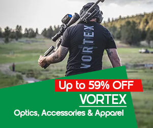 graphic, man seen from behind wearing a branded Vortex t-shirt, text, VORTEX Optics & Accessories is 59% OFF now