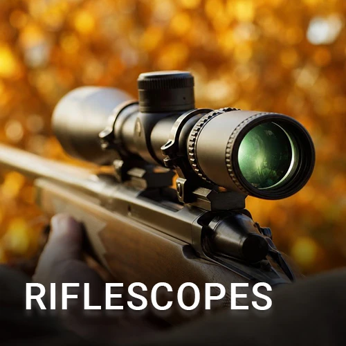 Graphic, riflescope on a fall background