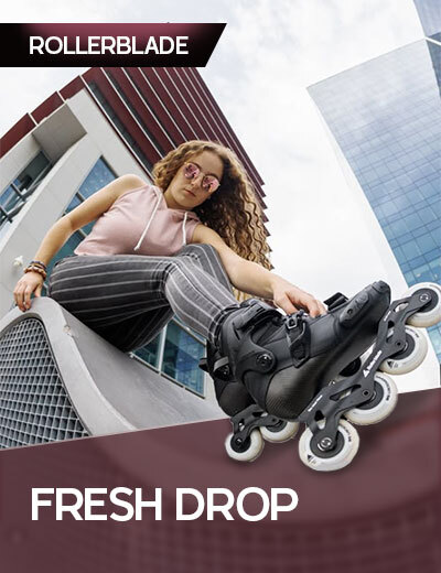 graphic, a woman wearing roller skates, text, Rollerblade Fresh drop