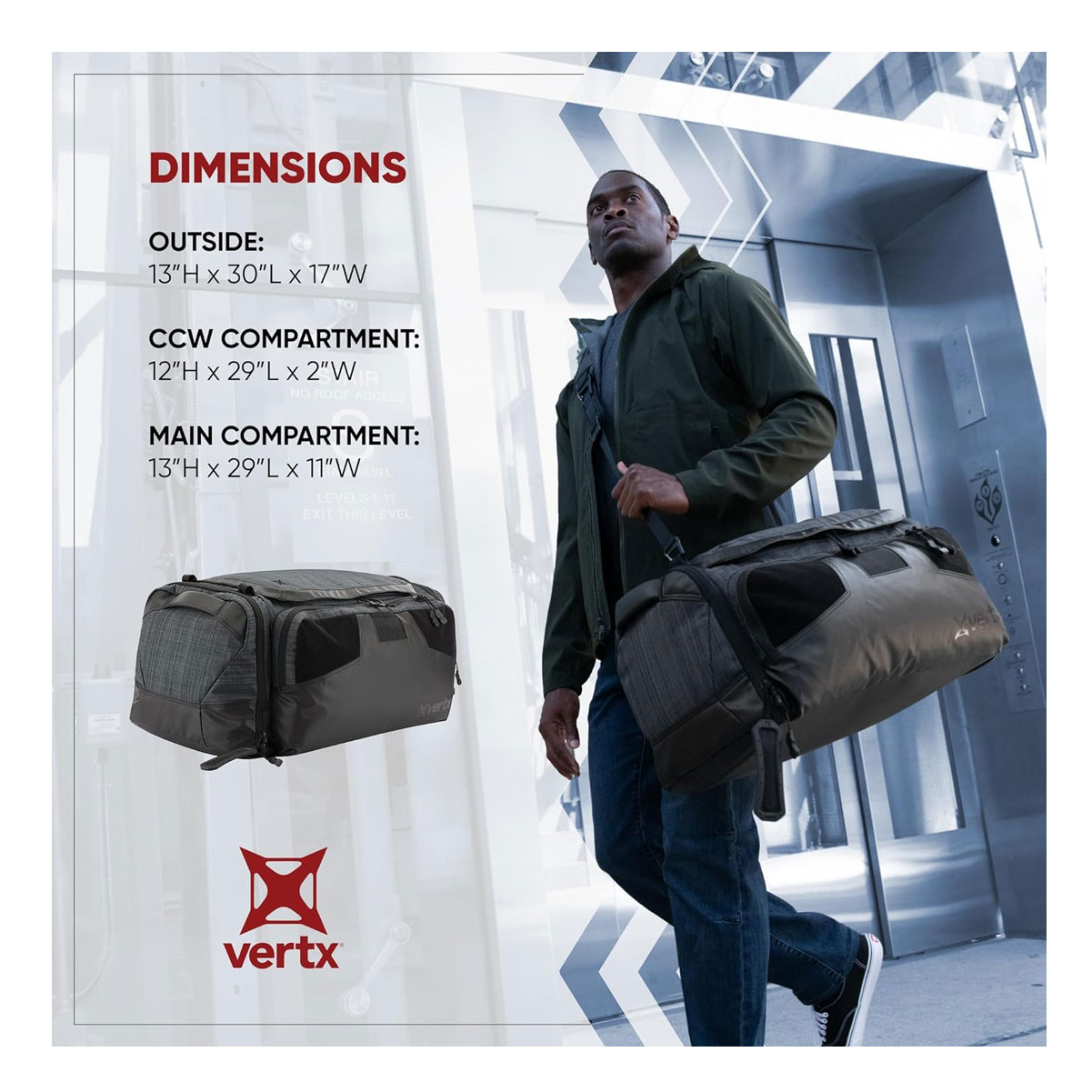 VERTX Contingency 85L Duffle F1-VTX5095-HBK-GBK