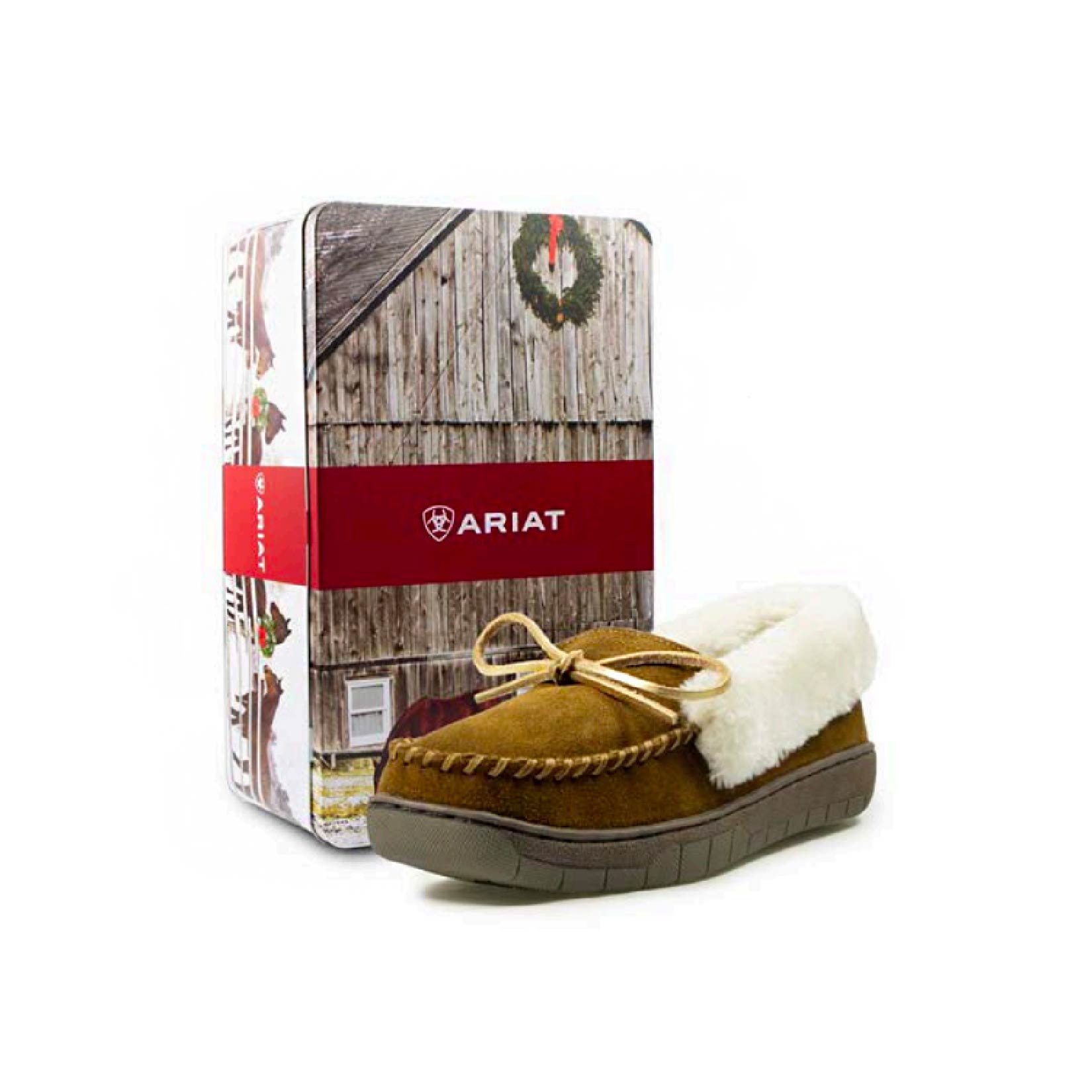 ARIAT Women's Ivy Brown Moccasin Slipper in Gift Tin Box (AR4449-200)