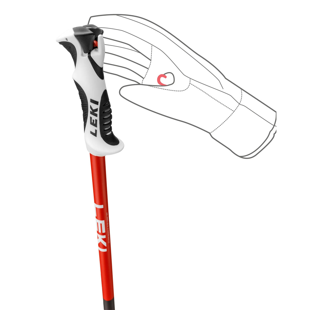LEKI スキー膝当て ホワイト レッドストラップ LEKI Bold S Anthracite Red White Ski Poles 65366431
