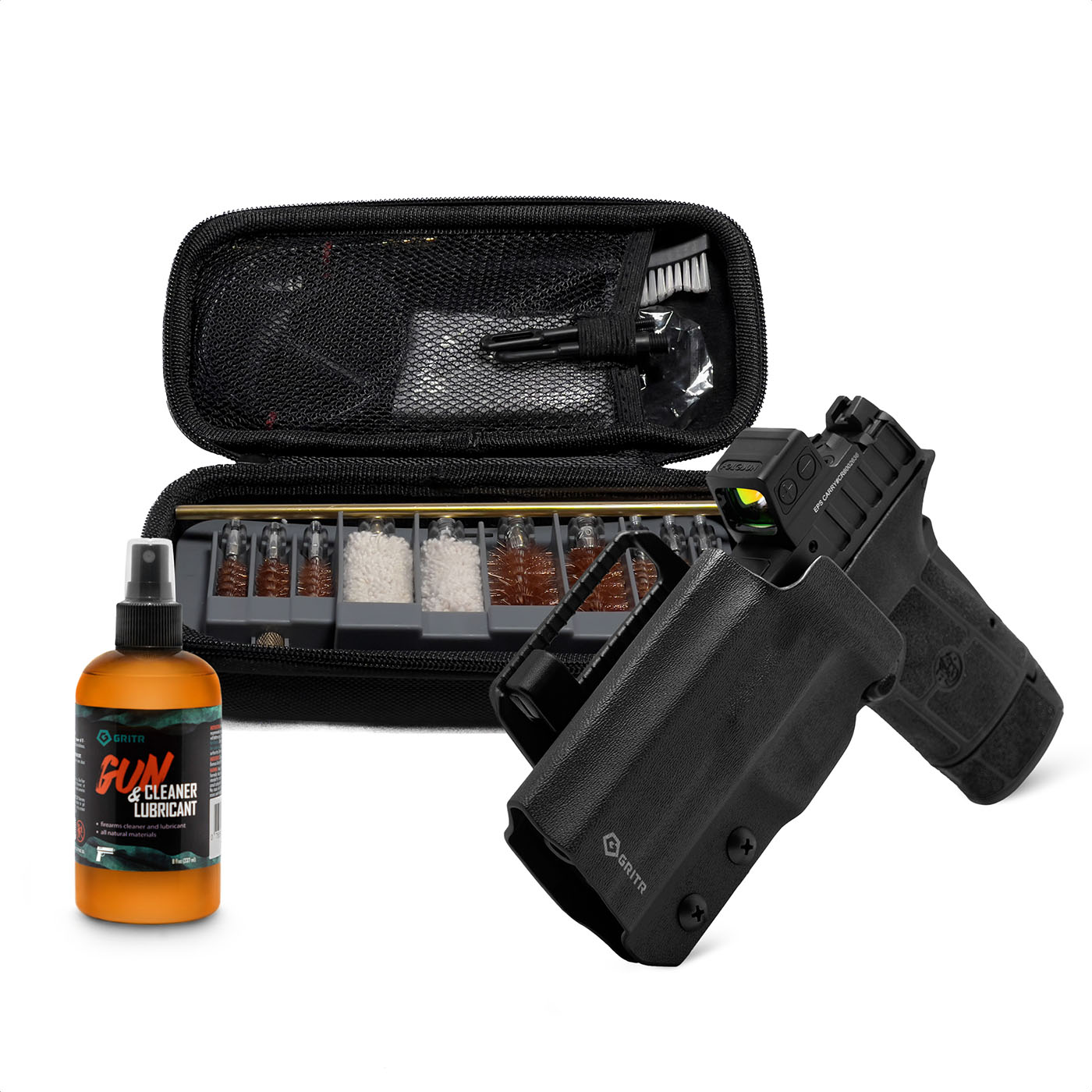 Buy GRITR OWB Kydex Right/Left Hand Holster for Smith & Wesson M&P Shield EZ 9/380 w/ Multi-Caliber Firearm Cleaning Kit & Gun CLP | EDC Pistol Accessories for Men & Women online. Find best prices for GRITR Holsters at GritrOutdoors – an Authorized GRITR Dealer