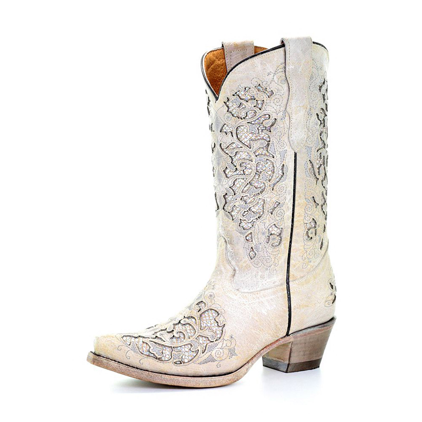Buy CORRAL Girl's White Glitter Inlay Snip Toe Cowboy Boots (T0021) online. Find best prices for Corral Boots at GritrOutdoors – an Authorized Corral Dealer