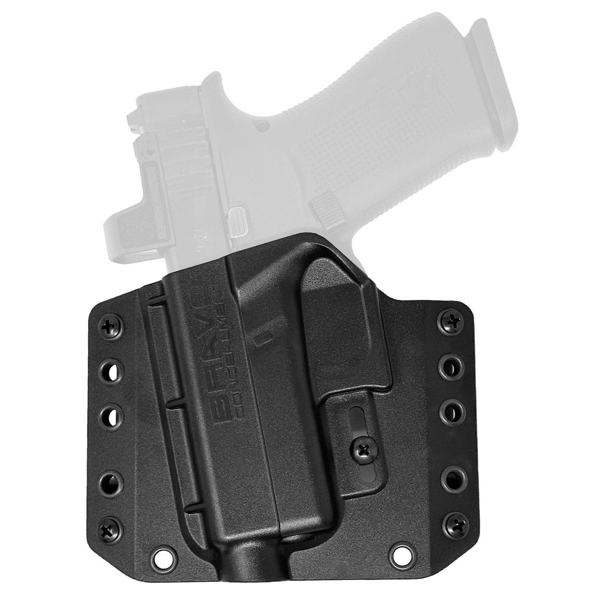 Buy BRAVO CONCEALMENT OWB BCA 3.0 Black Holster for Glock 43, 43X, 43X MOS online. Find best prices for Bravo Concealment Holsters at GritrOutdoors – an Authorized Bravo Concealment Dealer