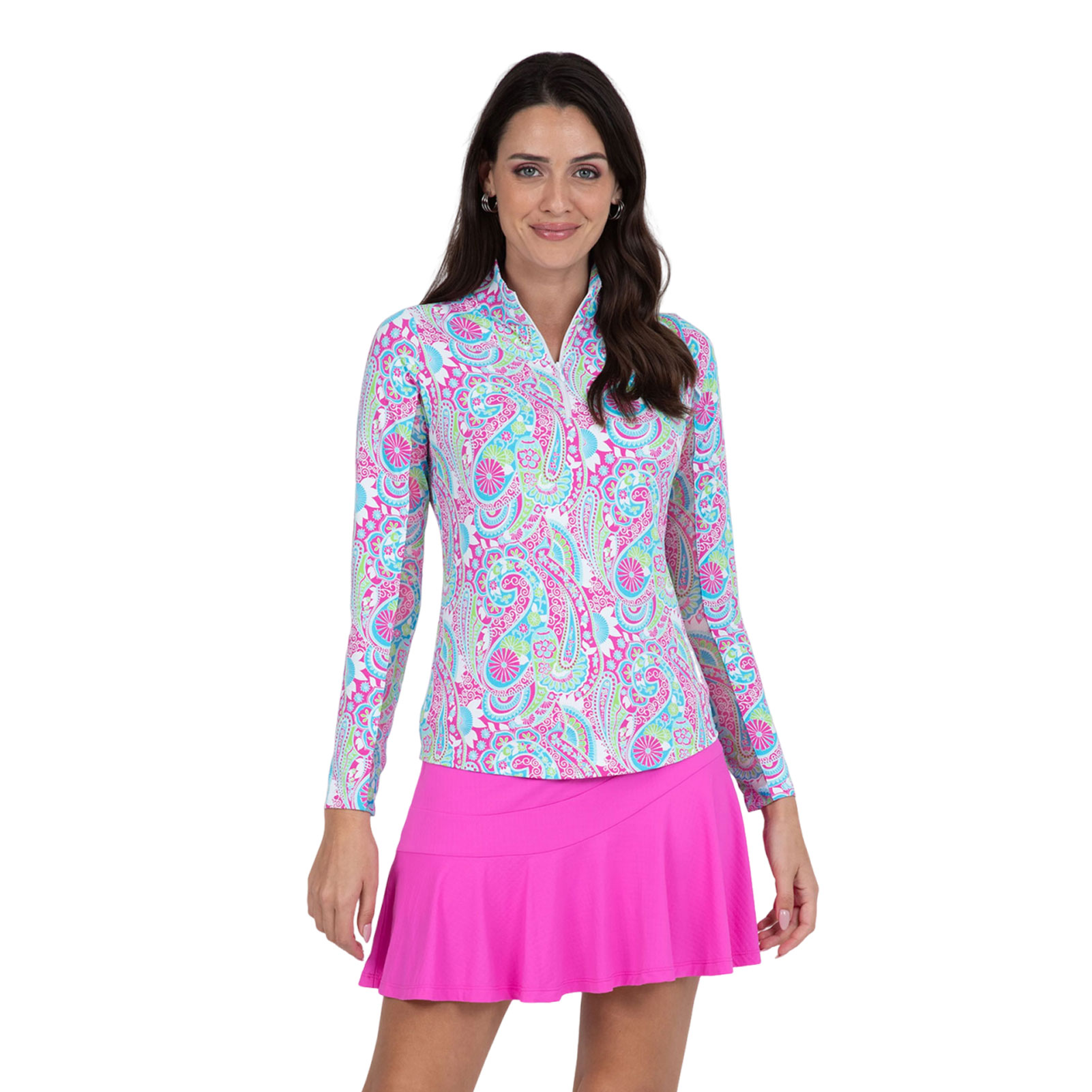 Buy IBKUL Gloria Print Long Sleeve Mock Neck Top (10869) online. Find best prices for IBKUL LS Shirts at GritrOutdoors – an Authorized IBKUL Dealer