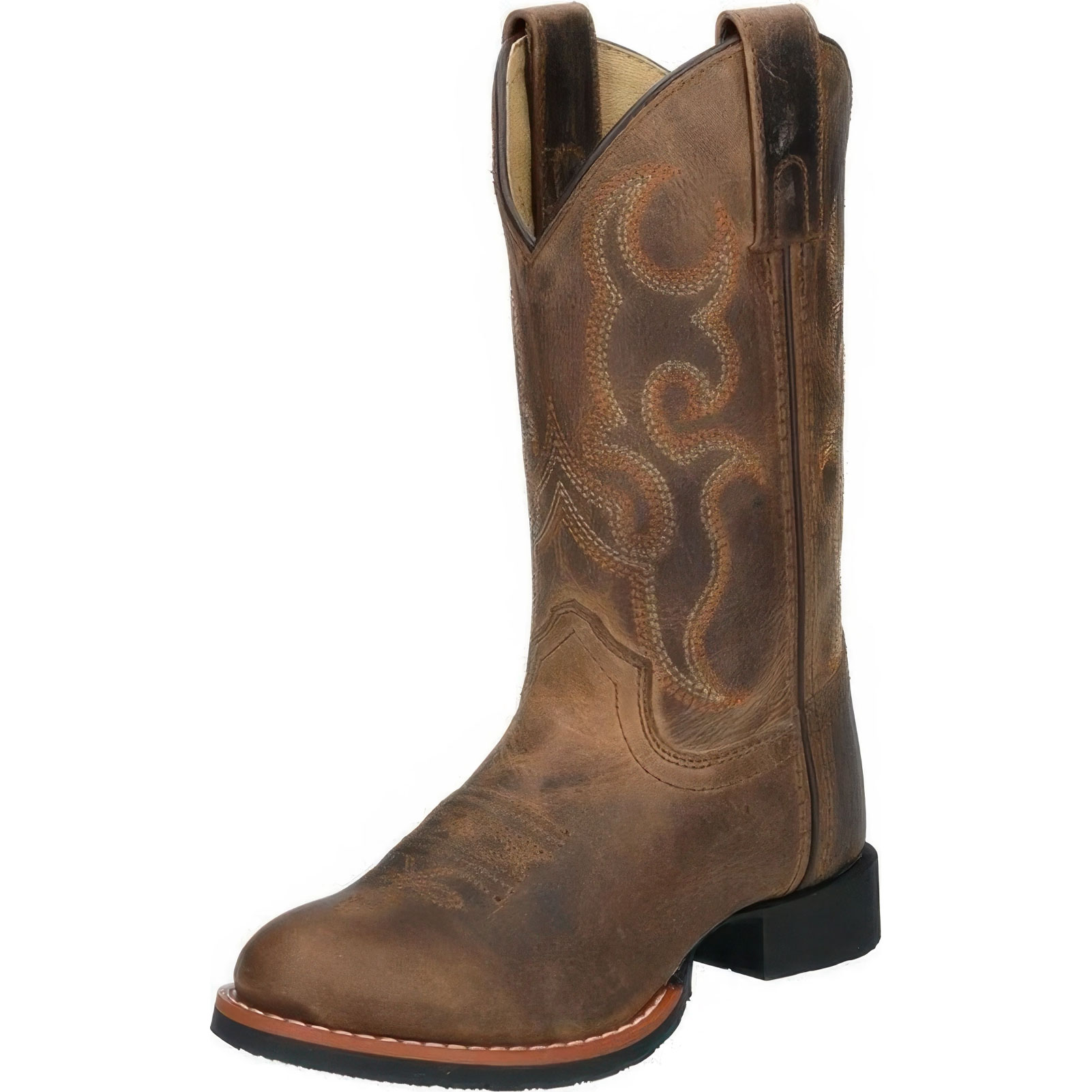 Smoky Children's Jesse Embroidered Leather Western Cowboy Boots - Brown