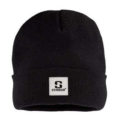 Frost Pom Beanie (Black Leather Patch)