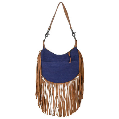 Ice Blue Suede Fringe Bag