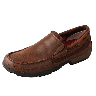 TWISTED X Mens Slip-on Driving Brown Moccasins MDMS009