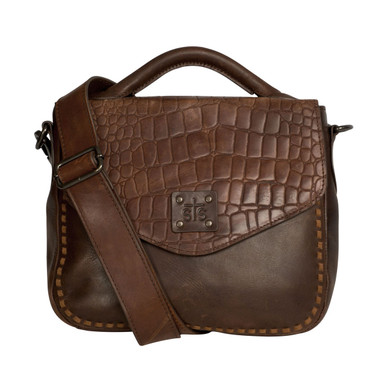 Cowhide Crossbody Phone Purse with Tooled Leather Tan - Avery