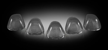 RECON LIGHTING Ford 99-14 Superduty (5-Piece Set) Smoked Cab Roof Light Lenses Only & Amber Xenon Bulbs (REC264142BK)