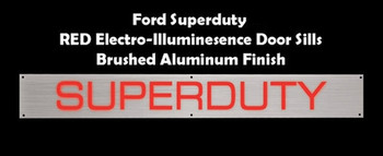 Recon Red LED Brushed Finish Lighted Door Sill, 1998-2013 Ford Superduty,264121FDRD