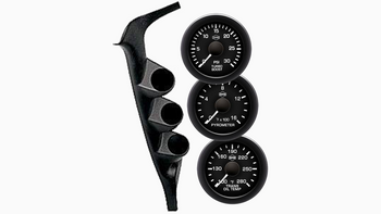 ISSPRO EV2 - 3 - Gauge Kit for 1994-1997 Ford 7.3L Powerstroke with, Pyro, Boost, and Trans Temp, Black dial, Black bezel, White pointer