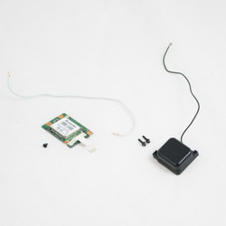 Toughbook CF-19 GPS assembly: PCB with ribbon connector, antenna, black and white cables and screws