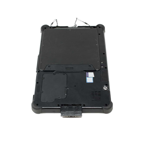 Fully Rugged Getac F110 With port door open showing HDMI and USB