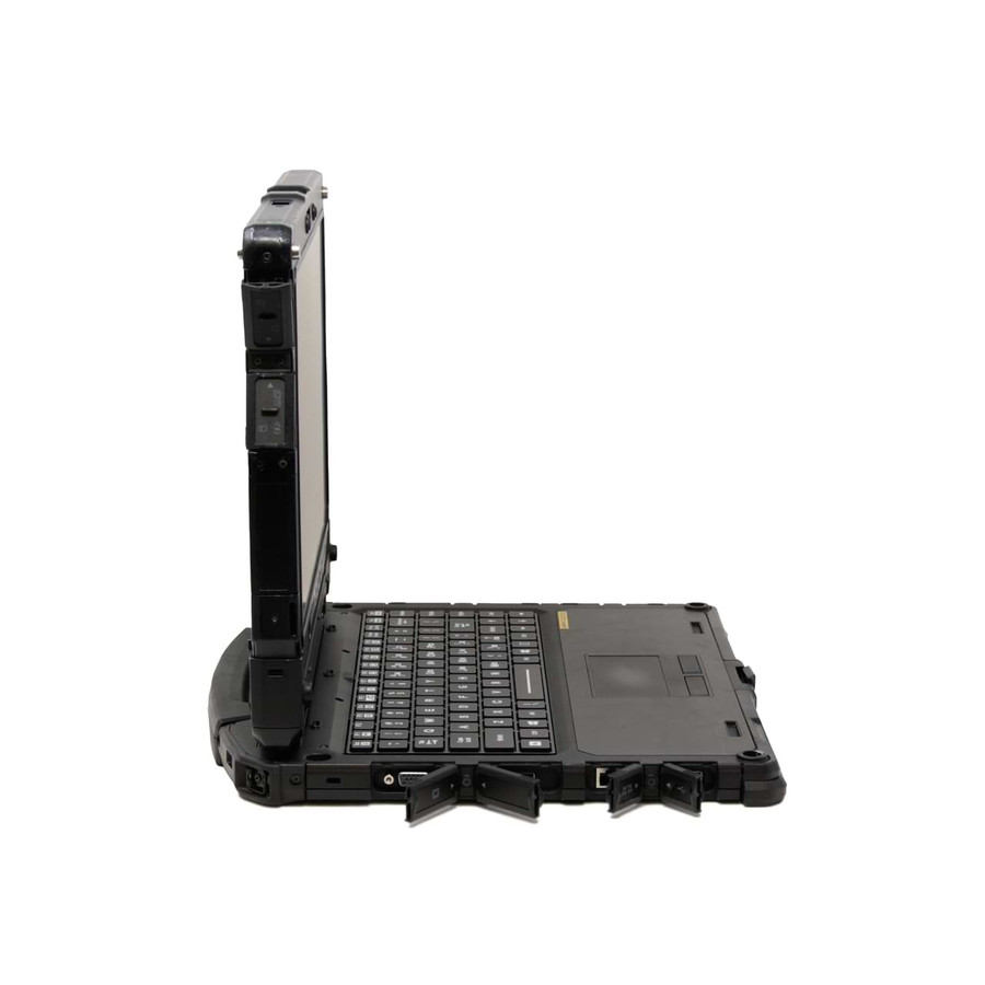 Getac K120 Fully Rugged Laptop Left Side on the Keyboard Dock with port covers open