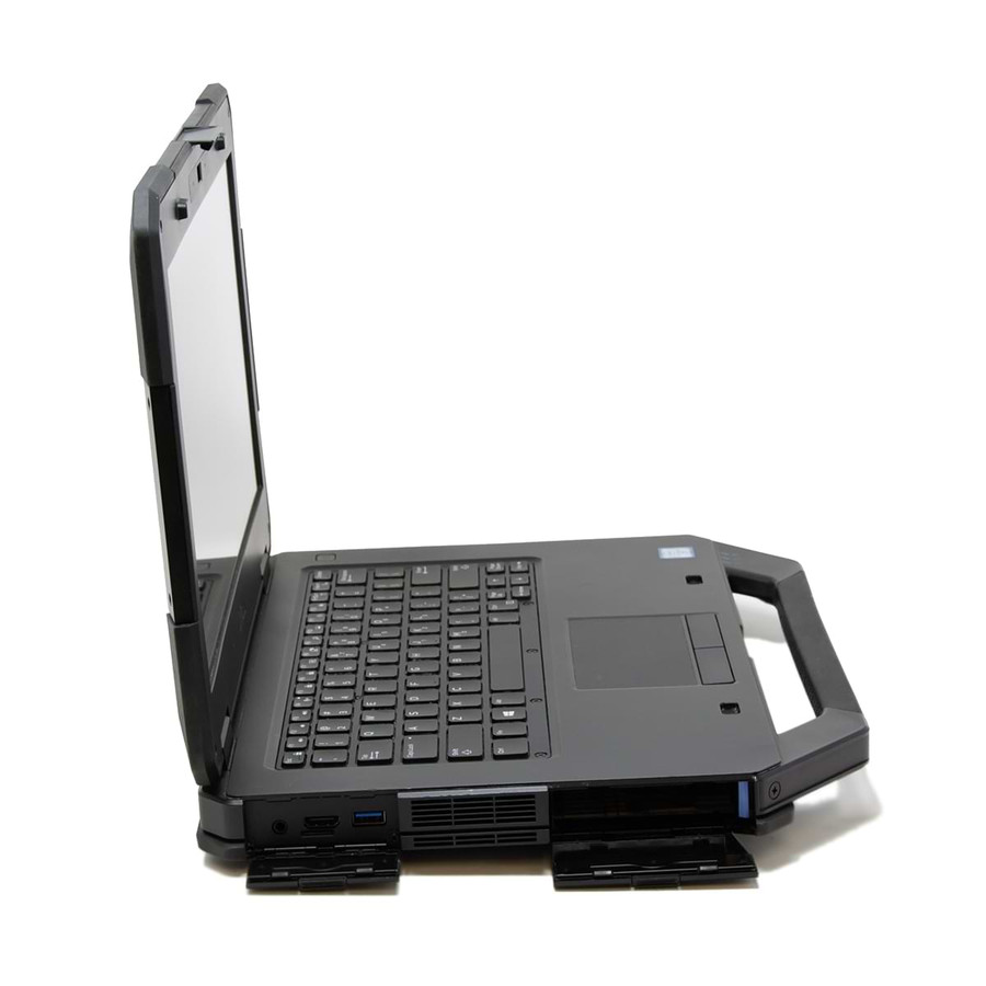 Left side view of a Dell Latitude 5414 with port and battery doors open