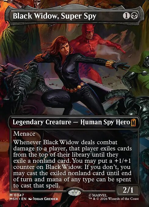 Black Widow, Super Spy (MSH) (Borderless) (#347) - MTG Pirulo