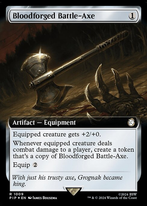 Bloodforged Battle-Axe (PIP) (SurgeFoil) (Extended Art) (#1009)