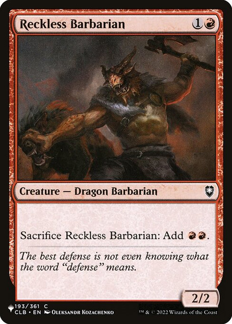 Reckless Barbarian (PLST) (#CLB-193)