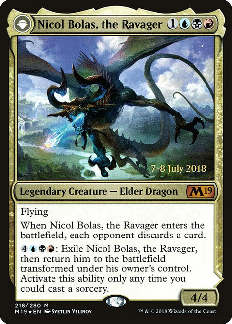 Nicol Bolas, the Ravager // Nicol Bolas, the Arisen (PM19) (Foil) (#218s)