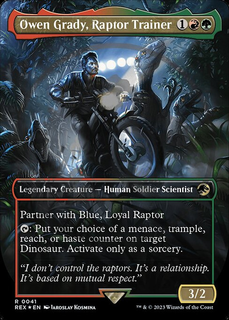 Owen Grady, Raptor Trainer (REX) (Foil) (Borderless) (#41)