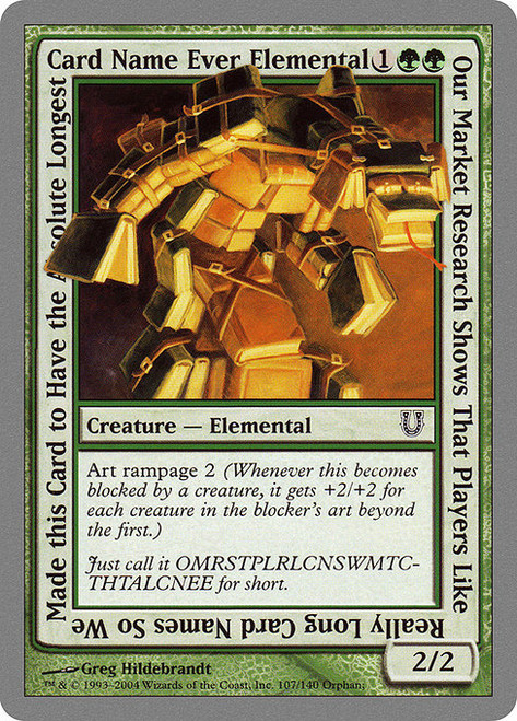 Our Market Research Shows That Players Like Really Long Card Names So We Made this Card to Have the Absolute Longest Card Name Ever Elemental (UNH) (Foil) (#107)